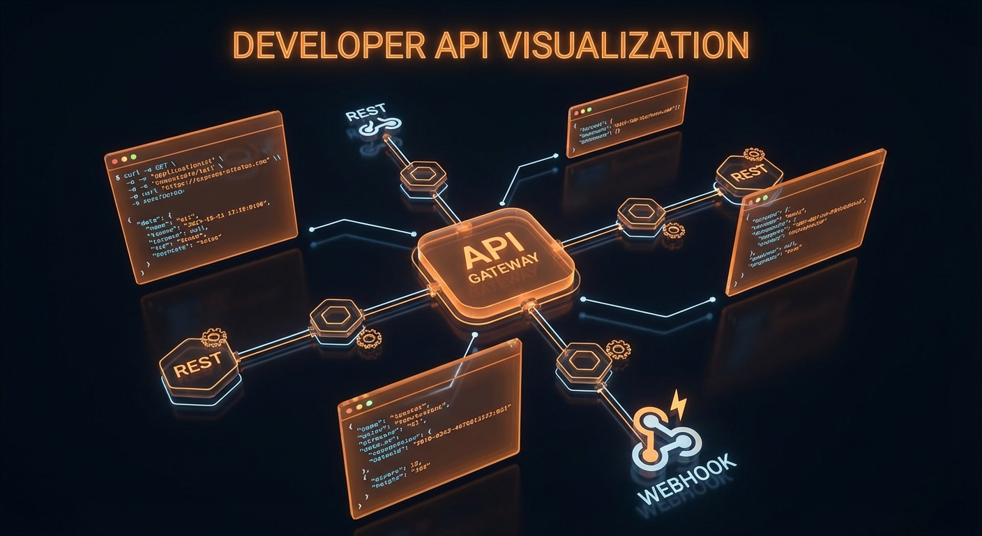 RESTful API documentation with code examples and SDK integrations