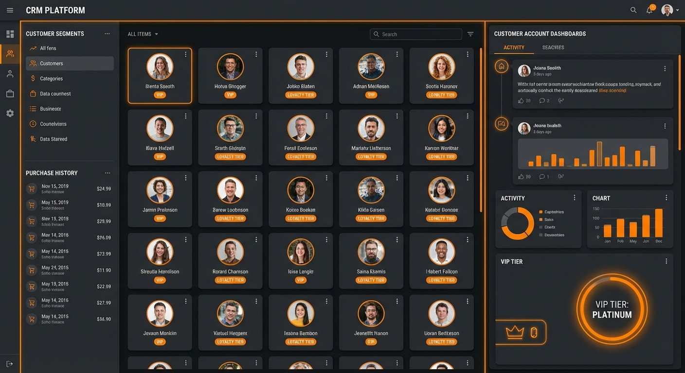 Customer account portal with order history and saved preferences